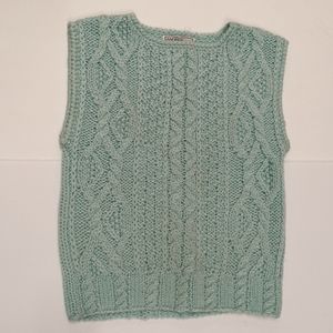 Vintage Pastel Cable Handknit Sweater Vest